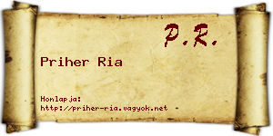 Priher Ria névjegykártya